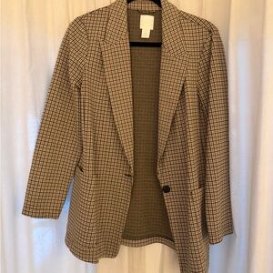 H&M Black and Tan Checkered Blazer